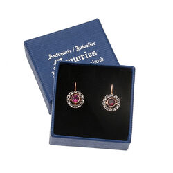 Verguld zilver oorbellen rhodoliet met strass