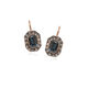 Roséverguld zilver oorbellen wit blauw strass