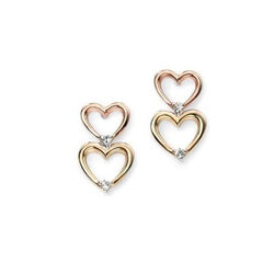 Elements oorstekers hartje met diamantje