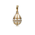 Fabergé hanger verguld zilver wit emaille met zirkoon 01480