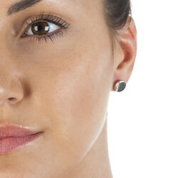 Zilver oorbellen rond met diamantje Silhouette Circle Hot Diamonds