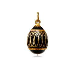 Verguld zilver ei hanger met zwart emaillen en zirkoon Fabergé