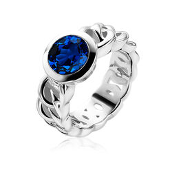 ZINZI zilveren gourmetring blauw ZIR1101B