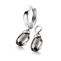 Zilver creoolhangers zwart doorzichtig druppel zich1171z Zinzi