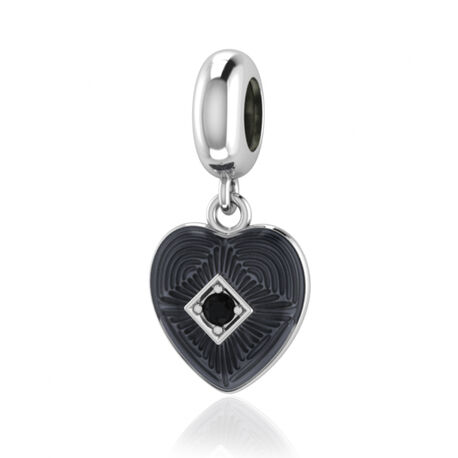 Zilver bedel Black big heart Endless 3350-1