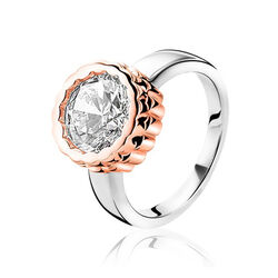 Zinzi bicolor ring met grote zirkonia ZIR1182D