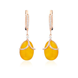 Rosé oorbellen geel jade Tsars Collection