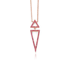 Rosé collier met hanger driehoek roze zirkonia Elements
