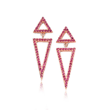 Rosé verguld zilver oorbellen roze driehoeken