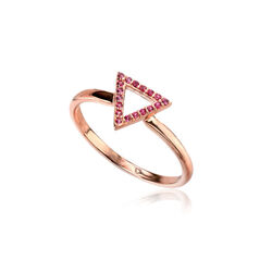 rosé vergulde ring driehoek roze zirkonia Elements