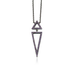 Zilver hanger met driehoeken paars zirkonia van Elements