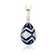 Zilver met donkerblauw emaille ei hanger Fabergé