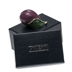 Miniatuur zilveren pruim met emaille van Saturno bij Zilver.nl