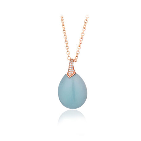 rosé ketting met blauw jade hanger Fabergé Olga