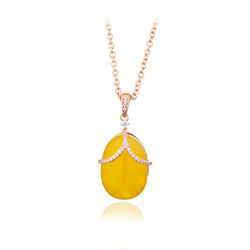 Tsars Collection roséverguld collier Olga geel kristal met zirkonia