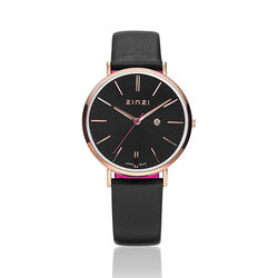 Zinzi Retro horloge zwart rosé Ziw404