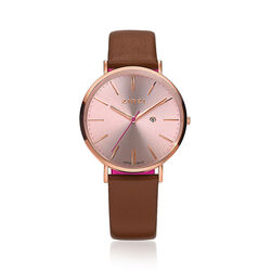 Zinzi Retro horloge bruin met rosé Ziw405