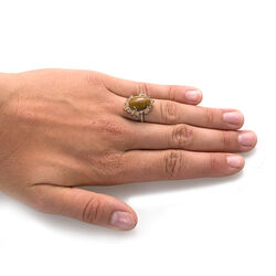 Zilver ring tijgeroog en citrien