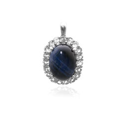 ZIlver hanger topaas en cat eye zirkonia