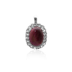 Zilver hanger topaas en cat eye zirkonia