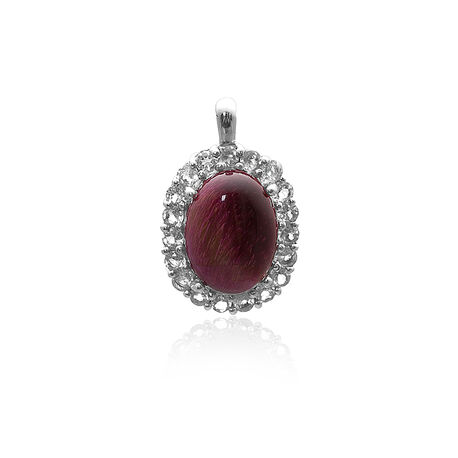 Zilver hanger topaas en cat eye zirkonia