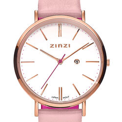 Retro horloge rosé met roze bandje ZIW408r Zinzi