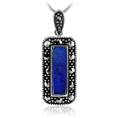 Zilver hanger lapis lazuli markasiet