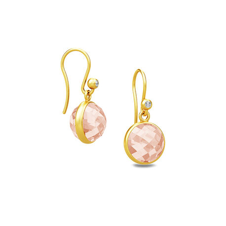 Verguld zilveren oorbellen zacht roze kristal Julie Sandlau