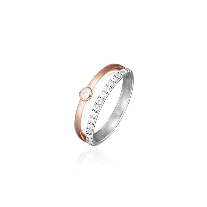 progressief Sortie Gehoorzaam Zilver met rosé ring met zirconia - Esprit Double Delicate Esrg92491a
