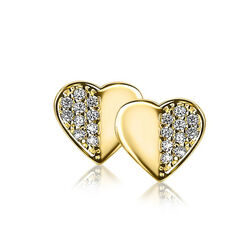 Zinzi Gold gouden oorstekers hart zirkonia Zgo142