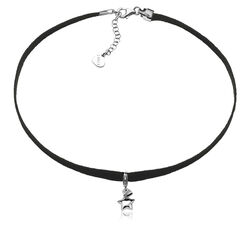 Zwart leren choker met charms sterretje Zinzi