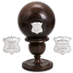 Houten bowlingbal met zilver 19e eeuws