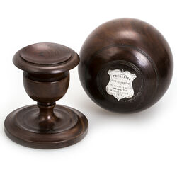 Houten bowlingbal met zilver 19e eeuws