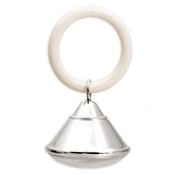 Zilveren rammelaar kegel parelrand