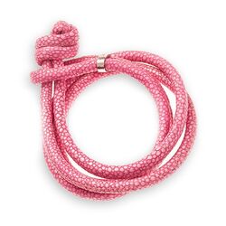 Side knooparmband roze leder 4 rijen