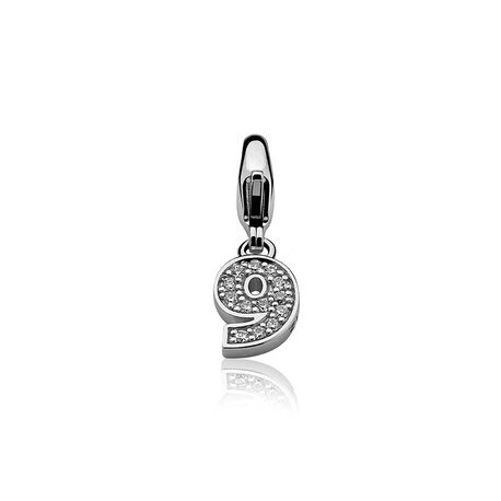 Zinzi charms nummer 9  met zirkonia Ch-G9z