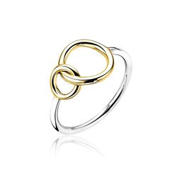 Zinzi zilveren ring met vergulde cirkels ZIR1278G