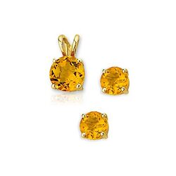 Gouden sieradenset oorbellen met hanger citrien