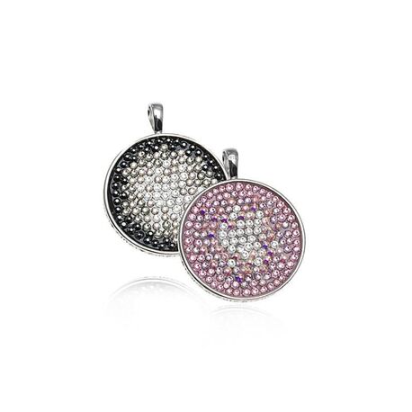 Zilveren hanger rond met zwart wit roze zirkonia ZIH864 Zinzi