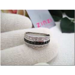 Zinzi ring met zwart en wit zirconia zir307z