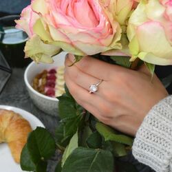 Bastian Inverun zilveren ring pastelroze quartz