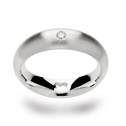 Zilveren ring diamant en hart van Bastian Inverun 20571