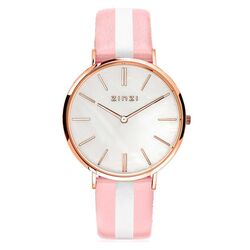 Zinzi Retro horloge roze-witte band parelmoer