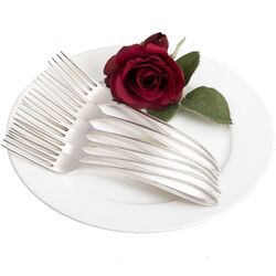 6 zilveren dessertvorken dubbelpuntfilet
