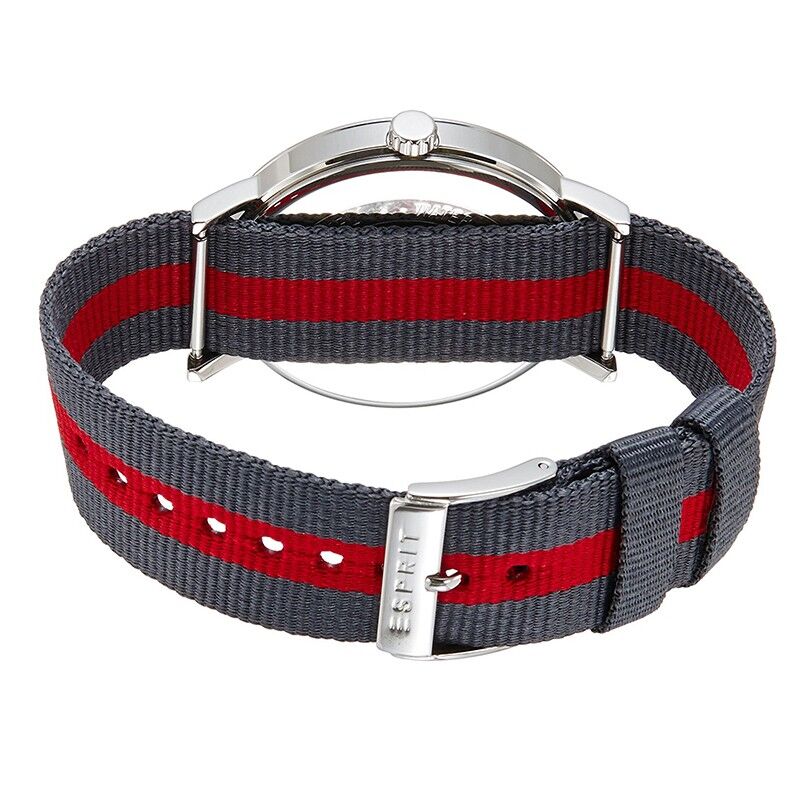 Esprit herenhorloge grijze wijzerplaat met twee textielbanden