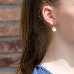 Julie Sandlau verguld zilveren Bamboo oorhangers Parelmoer