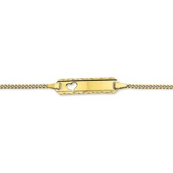 Gouden baby naamplaat armbandje met hartje 11-13 cm