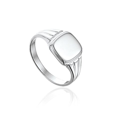 Zilveren dameszegel ring vierkant