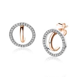 Zilveren steekcreolen roségoud verguld rond wit ZIO1632D