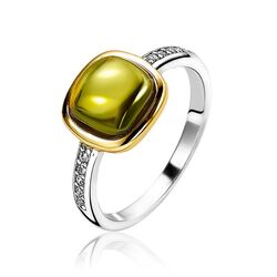 Zinzi zilveren ring groen bicolor zir1718